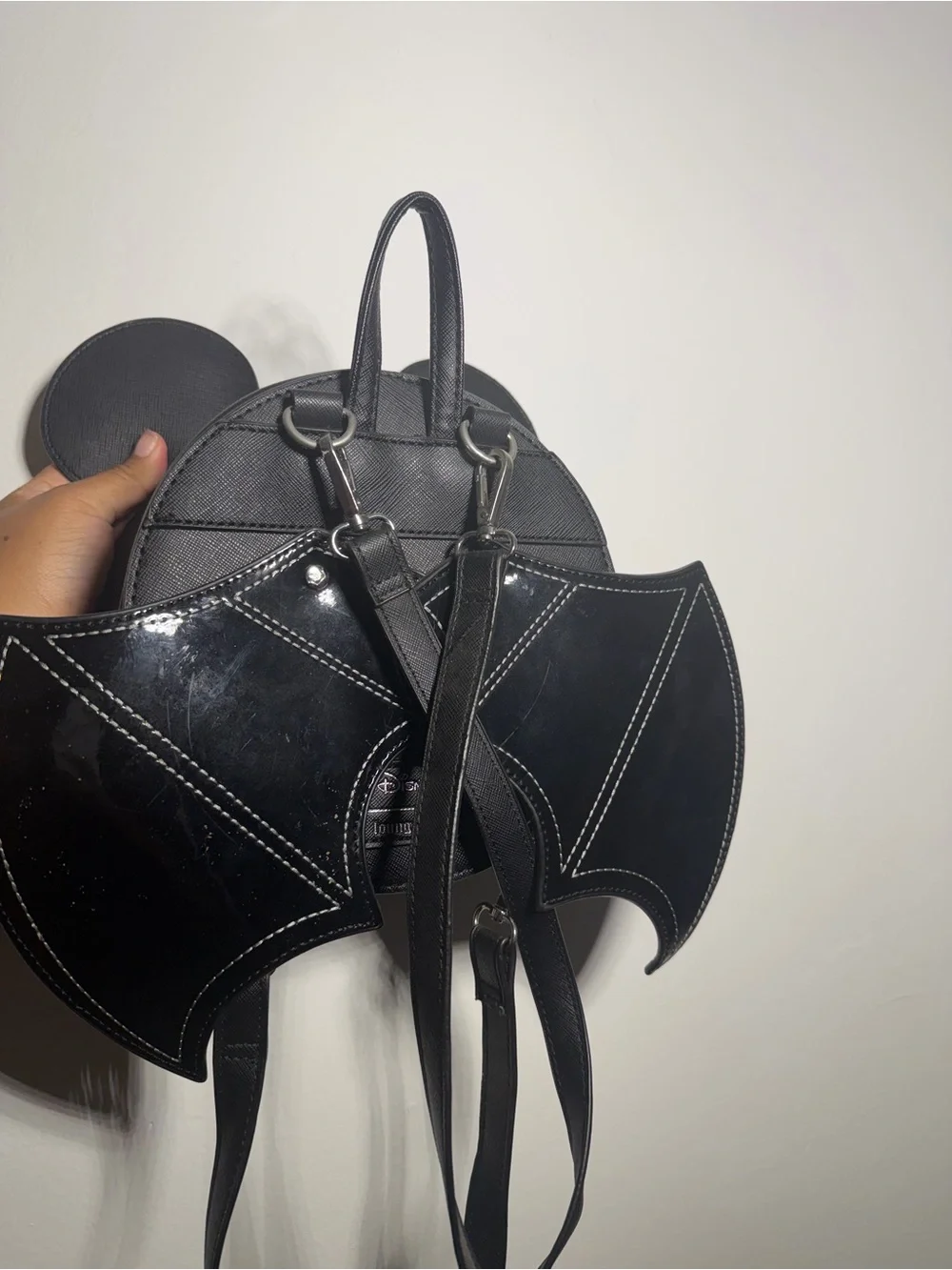 Mickey Vampire Bat Loungefly Crossbody Mini Backpack Bag with matching wallet